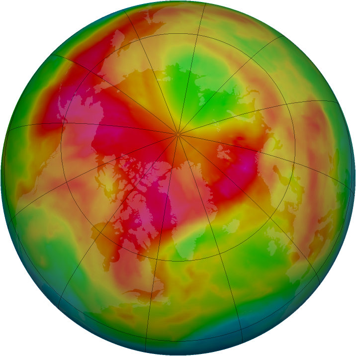 Arctic ozone map for 08 March 2010